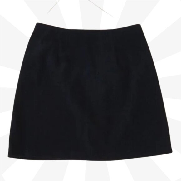 Zara Black A Line Faux Suede Mini Skirt Size Small Mid Rise Zip - Picture 1 of 5